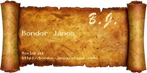 Bondor János névjegykártya